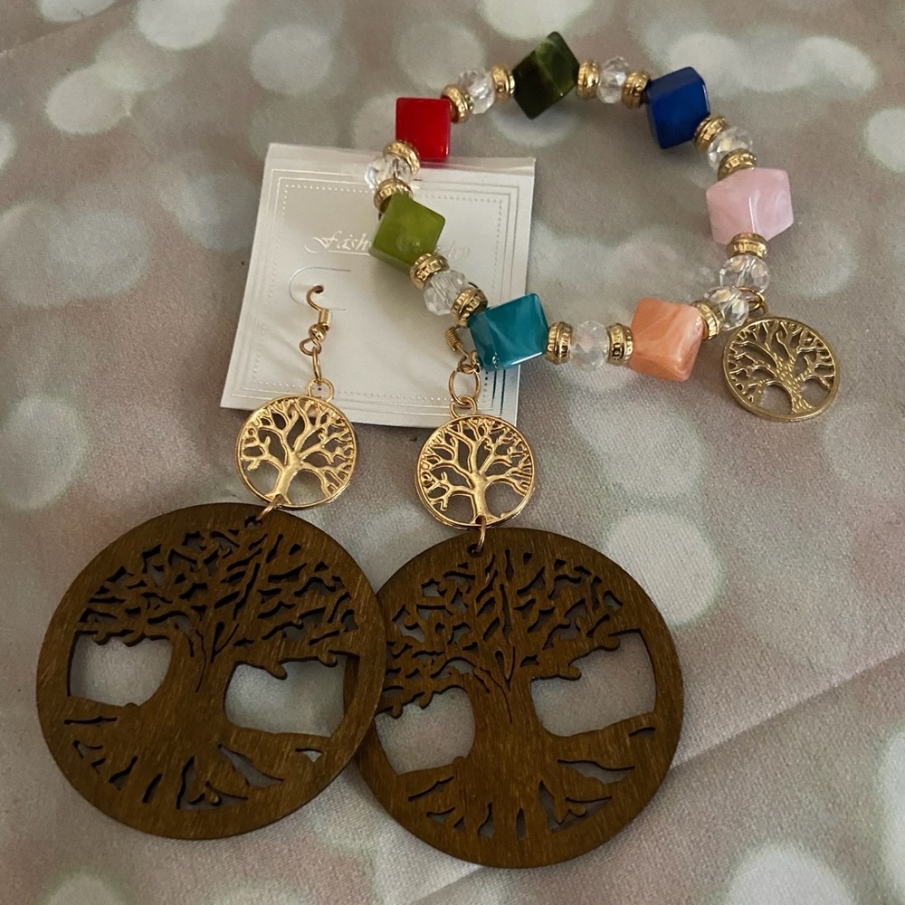Tree of Life Earrings n Bracelet Set